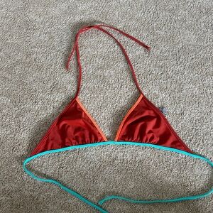 Aerie Red and Teal Bikini Top